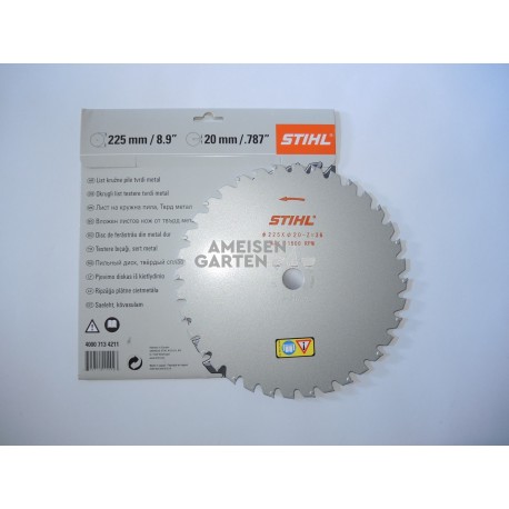 Stihl Messer Kreissägeblatt Hartmetall 225 - 36Z 20mm Bohrung