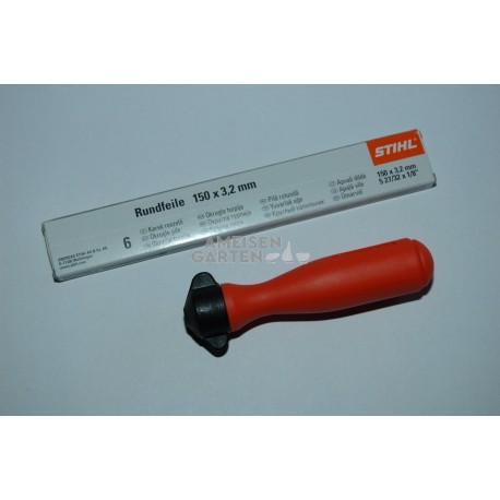 Stihl Feile Kunststoff Feilenhalter + 6 x Rundfeile 1/4" 3,2 mm Feilenset