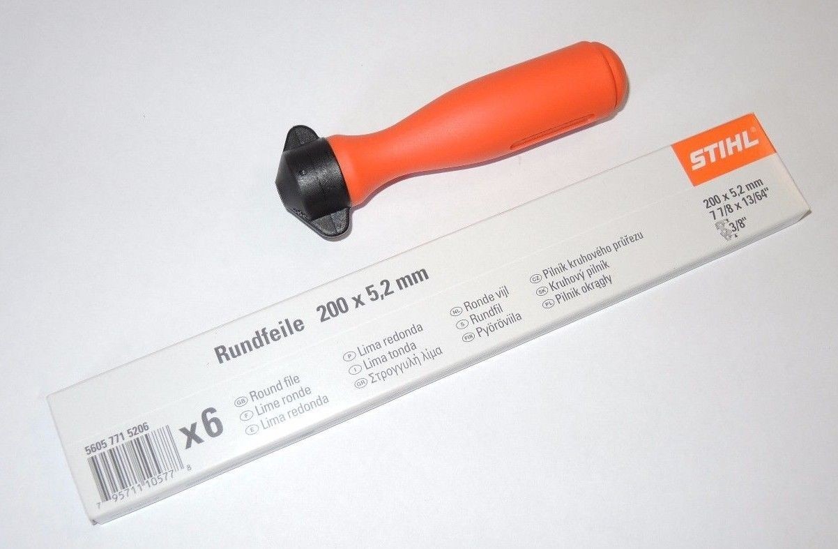 6 x Rundfeile 3/8 5,2 mm Feilenset Stihl Feile Kunststoff Feilenhalter -  AMEISENGARTEN