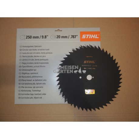 Stihl Freischneider Messer Kreissägeblatt Spitzzahn 250 - 50Z 20mm Bohrung